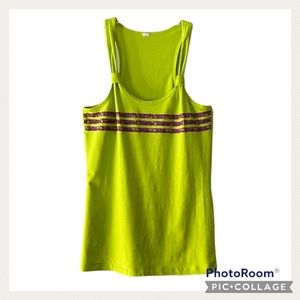 Bright Lime Green Pinched Tank Top Size S